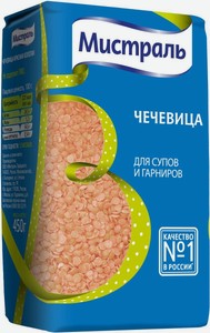 Чечевица Мистраль Красная Колотая Для супов и гарниров, 450 г