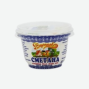 Сметана Вкусняев 20%, 250 г, пластиковый стакан