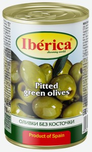Оливки Iberica зеленые без косточки, 300 г, металлическая банка