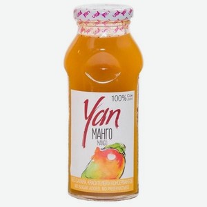 Сок Yan манго без сахара, 250 мл, стеклянная бутылка