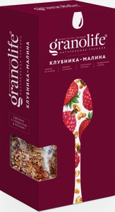 Гранола Granolife клубника-малина, 400 г, картонная коробка
