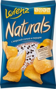Чипсы картофельные Naturals с морской солью и перцем, 100 г
