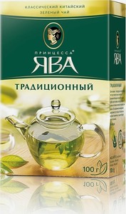 Чай зелёный Принцесса Ява традиционный, листовой, 100 г, картонная коробка