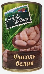 Фасоль Global Village белая, жестяная банка, 425 г