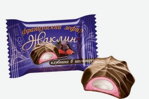 Зефир Жаклин вкус клубника в шоколаде Славянка, 1 кг