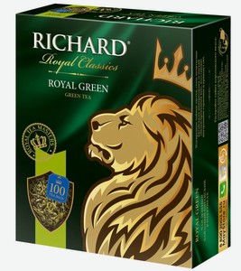 Чай зеленый Richard Royal Green в пакетиках, 100 шт