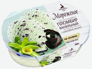 Мороженое Петрохолод пломбир ванильный с шоколадной крошкой, ванночка, 400 г