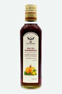 Масло тыквенное Dial-Export, нерафинированное холодного отжима, 250 мл, стеклянная бутылка 