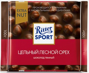Шоколад Ritter Sport Extra Nut темный с цельным лесным орехом, 100 г