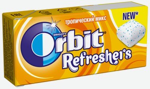 Жевательная резинка Orbit Refreshers тропический микс, 16 г