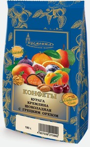 Конфеты Кремлина курага в шоколаде с грецким орехом