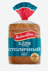 Хлеб  ржано-пшеничный Хлебный дом столичный в нарезке, половинка, 350 г.