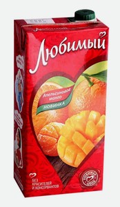 Напиток сокосодержащий Любимый апельсин-манго-мандарин с мякотью, 0.95 л