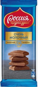 Шоколад Россия - Щедрая душа! Очень молочный, 82 г