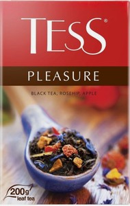 Чай черный Tess Pleasure с шиповником и яблоком листовой, 200 г