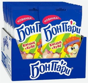 Суфле Бон Пари Кислые в кубе со вкусом фруктов, 65 г