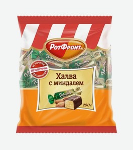 Конфеты Рот Фронт халва с миндалем, 250 г, флоупак