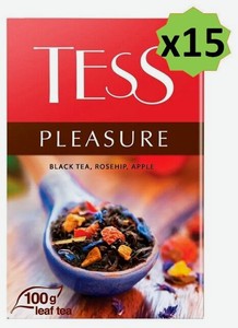 Чай черный листовой Tess Pleasure Тесс Плэжа, 100 г х 15 шт