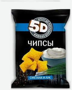 Чипсы пшеничные 5D Сметана и Лук 200 г 