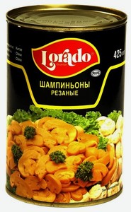 Шампиньоны Lorado резаные, 425 г, металлическая банка