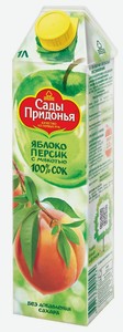 Сок Сады Придонья Яблоко-Персик с мякотью, 1 л, тетрапак