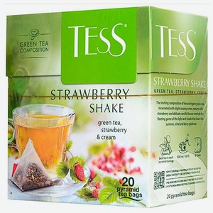 Чай зеленый Tess Strawberry shake Цейлонский в пирамидках, 20 шт.