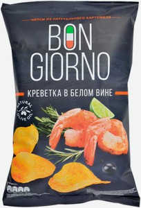 Чипсы картофельные Bon Giorno со вкусом креветки в белом вине, 80 г