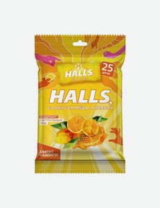 Леденцы освежающие Halls Мёд и Лимон, 68 г