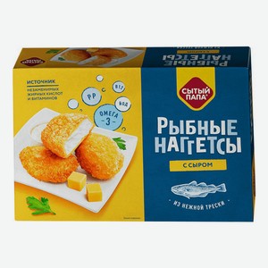 Рыбные наггетсы Сытый Папа из тресковых пород с сыром в панировке замороженные 250 г