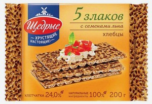Хлебцы Щедрые Особые 5 злаков с семенами льна, 200 г
