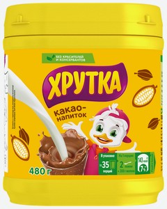 Какао-напиток Хрутка быстрорастворимый 480г, пластиковая банка