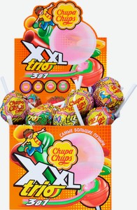 Леденцы Chupa Chups XXL Trio ассорти с жевательной резинкой 29 г (40 шт.)