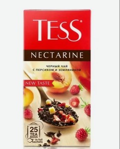 Tess Чай Nectarine с персиком и земляникой, пакетированный, черный, 25 пак по 1.5 г