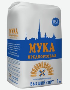 Мука Предпортовая пшеничная хлебопекарная, высший сорт, 1 кг
