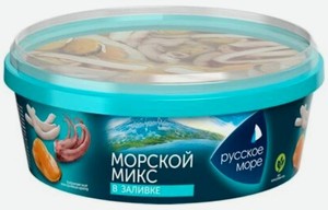 Коктейль Русское Море Морской Микс из морепродуктов в заливке, 300г